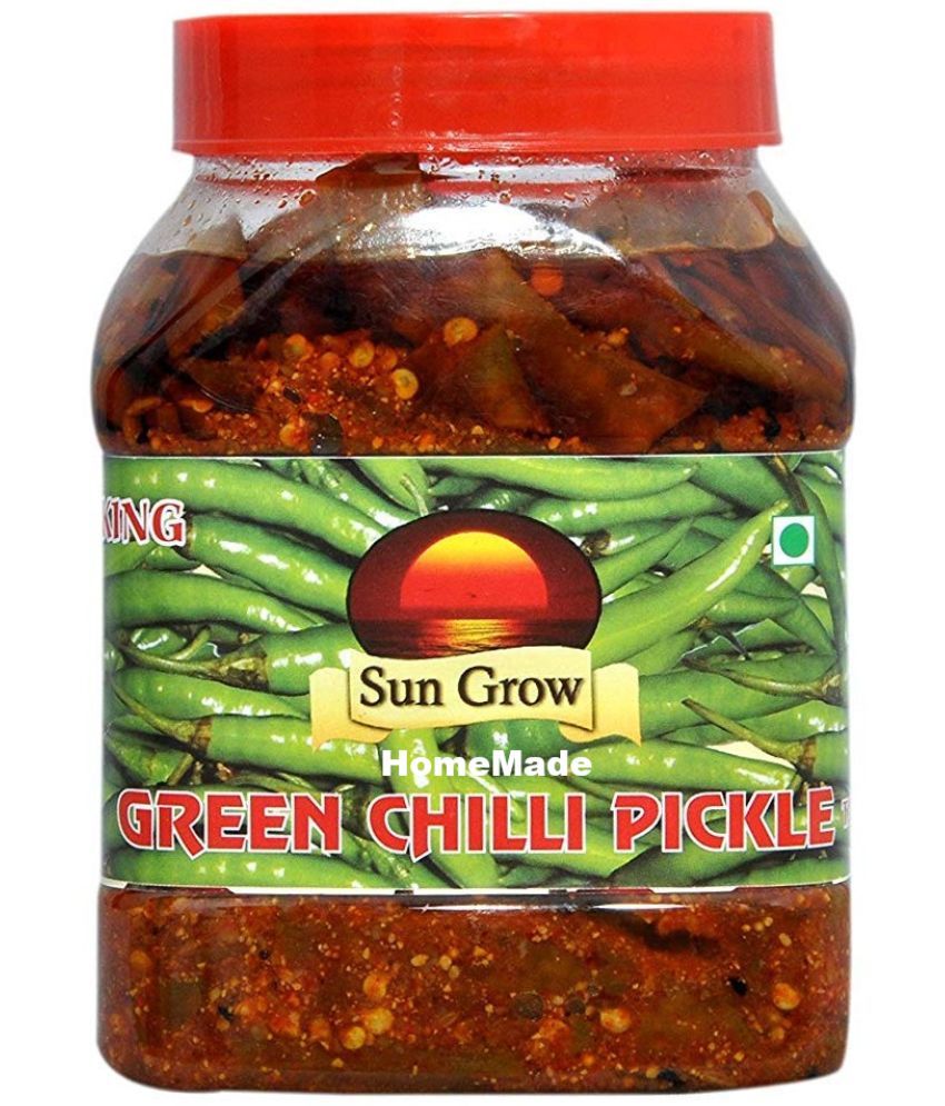     			Sun Grow Handmade Organic HomeMade Kashmiri Green Chilli Pickle Achaar Tate of King Trust Pickle 1 kg