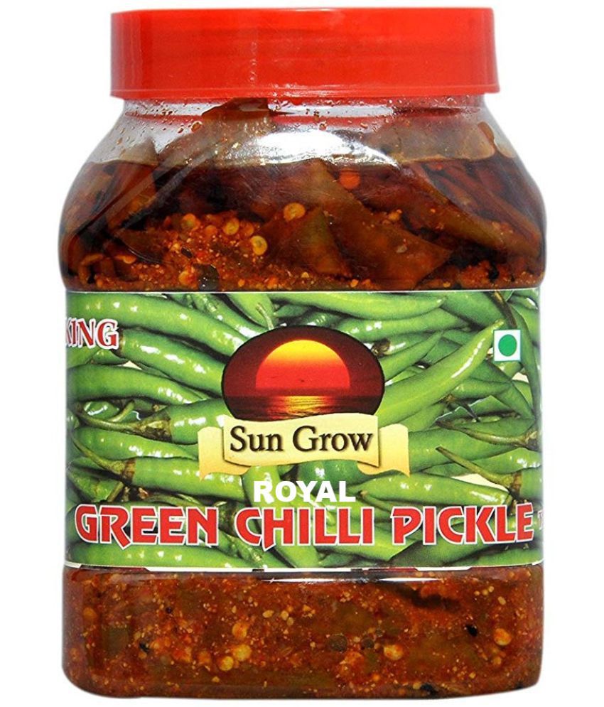     			Sun Grow Homemade Organic Royal Kashmiri Green Chilli Pickle Achaar Tate of King Trust Pickle 1 kg