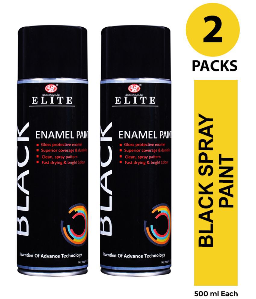     			UE Elite Enamel Multipurpose Black Spray Paint Can for Cars and Bikes-500ml (Pack of 2)