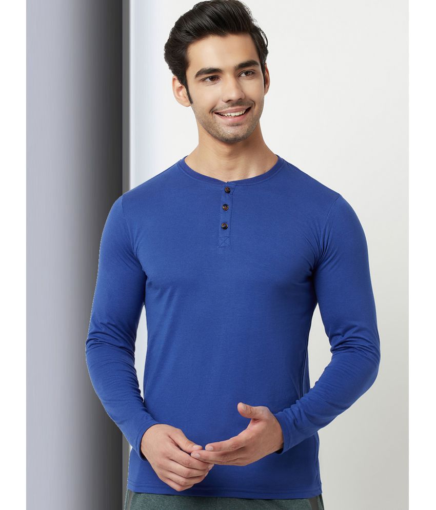     			HARBOR N BAY - Blue Cotton Blend Regular Fit Men's T-Shirt ( Pack of 1 )