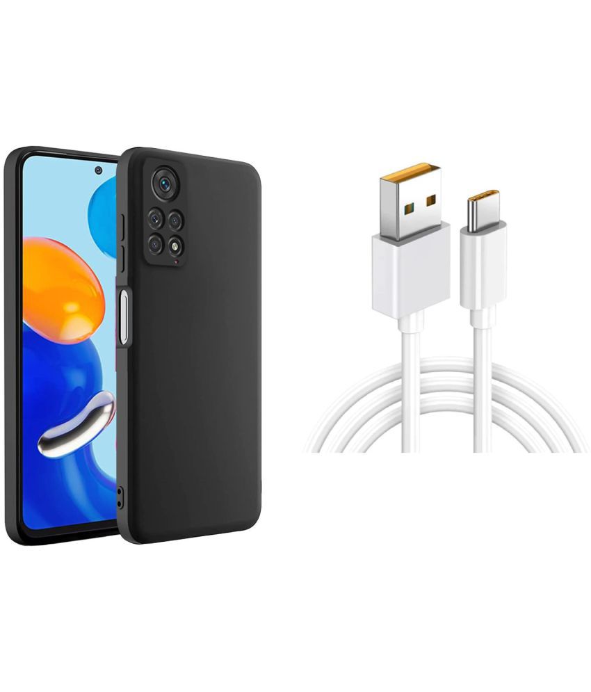     			Kosher Traders - Black Silicon Plain Cases Compatible For Xiaomi Redmi Note 11S 5g ( Pack of 1 )