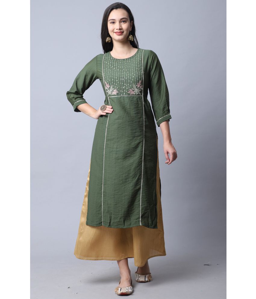 Rajnandini - Green 100% Cotton Women's A-line Kurti ( Pack of 1 )
