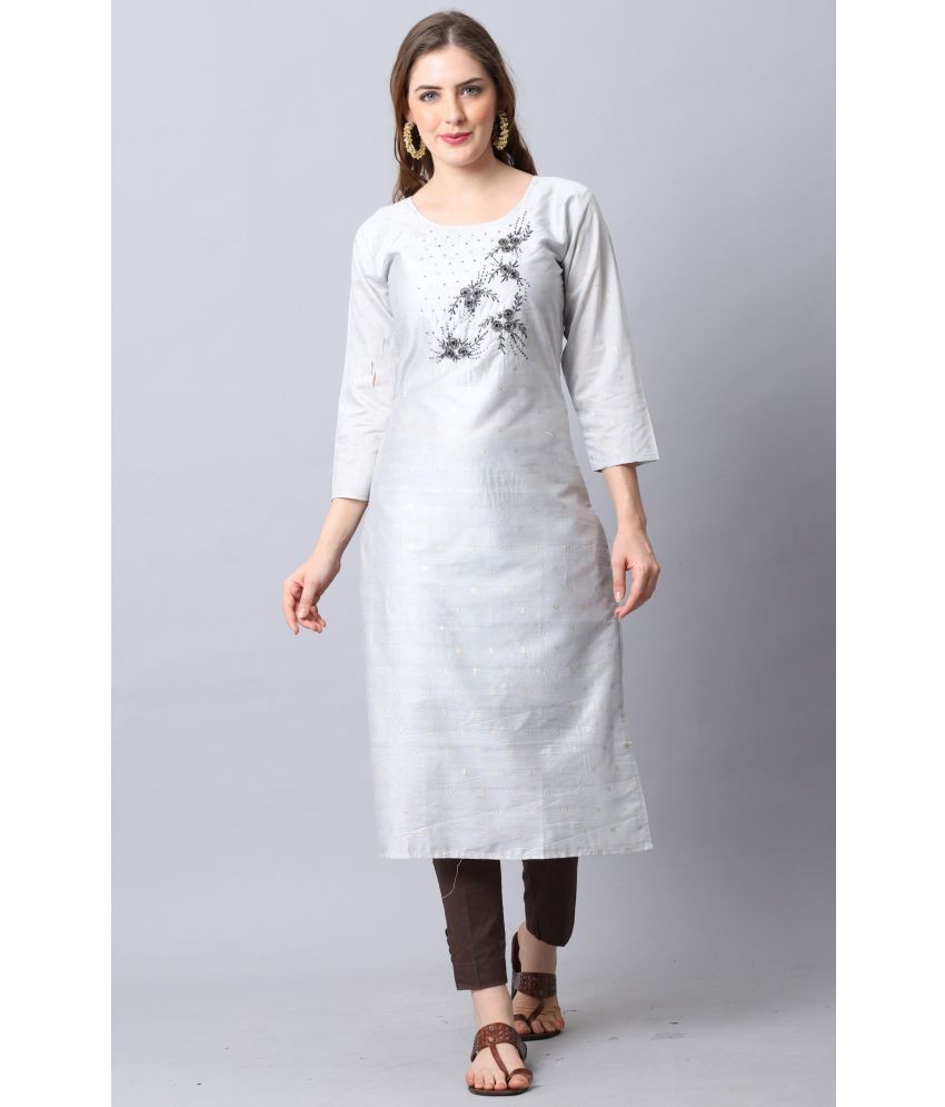     			Rajnandini - Grey Chanderi Women's A-line Kurti ( Pack of 1 )