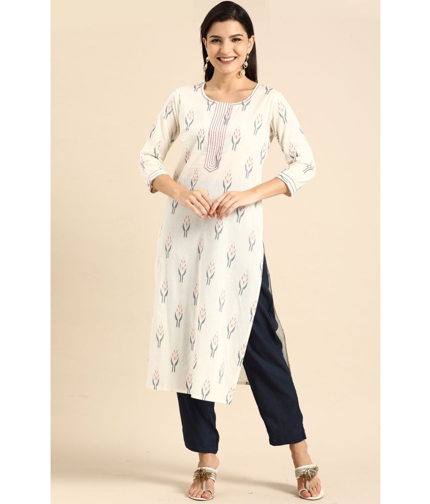     			Rajnandini - Off White 100% Cotton Women's A-line Kurti ( Pack of 1 )