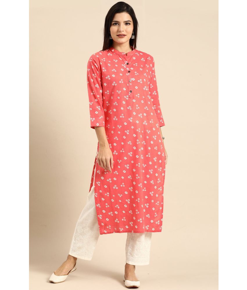     			Rajnandini - Pink 100% Cotton Women's A-line Kurti ( Pack of 1 )