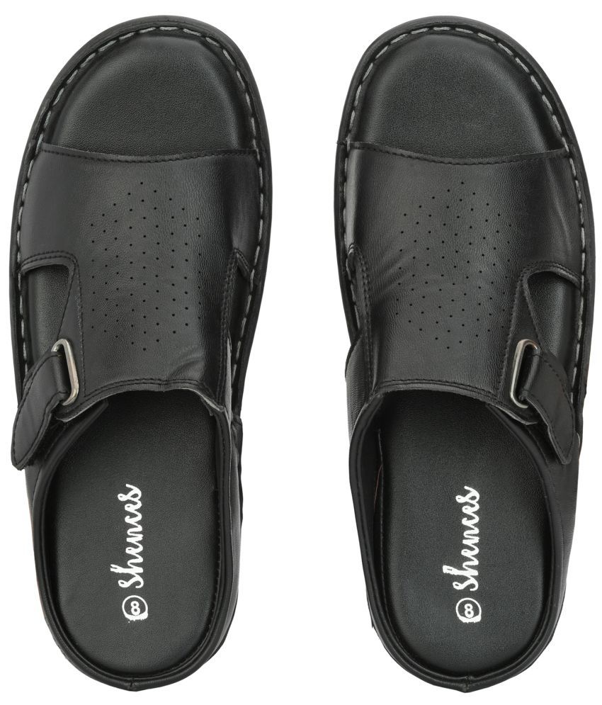     			SHENCES - Black Men's Leather Slipper