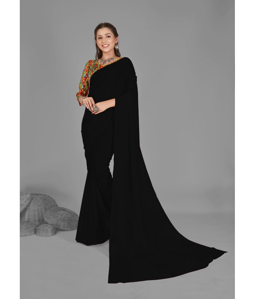     			ANAND SAREES - Black Georgette Saree With Blouse Piece ( Pack of 1 )