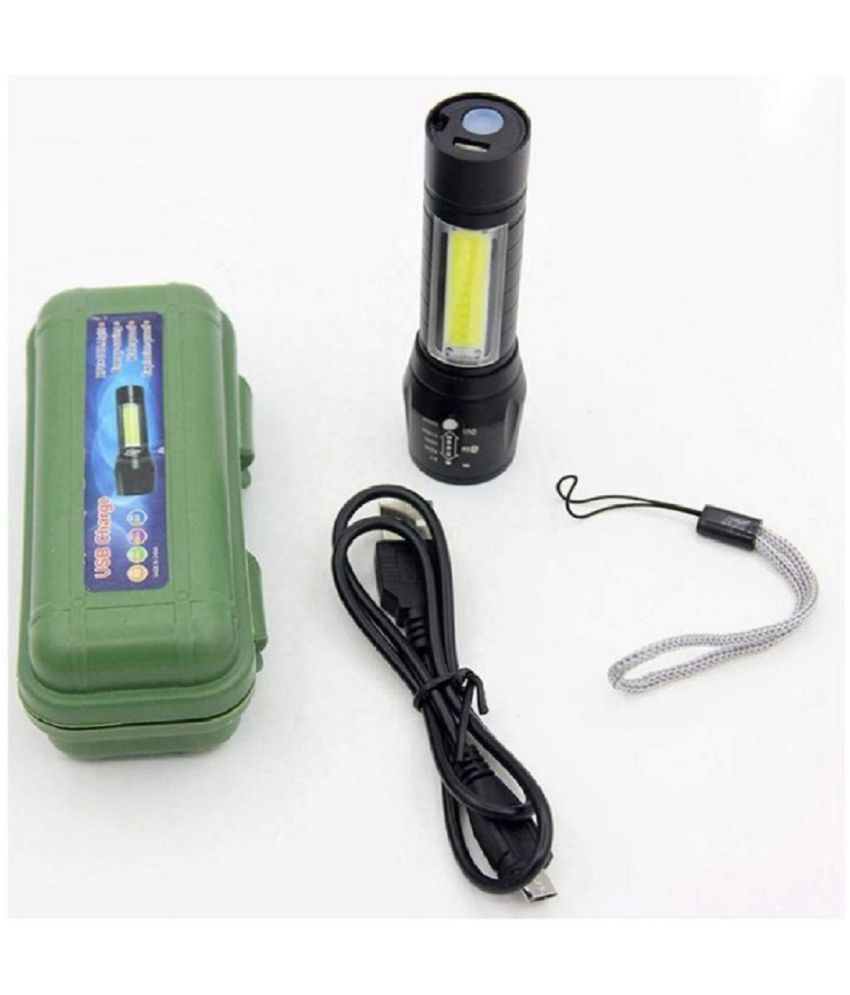     			Small Sun 500 Meter 4 Mode Zoomable Waterproof Torchlight LED Full Metal Body - 10W Rechargeable Flashlight Torch