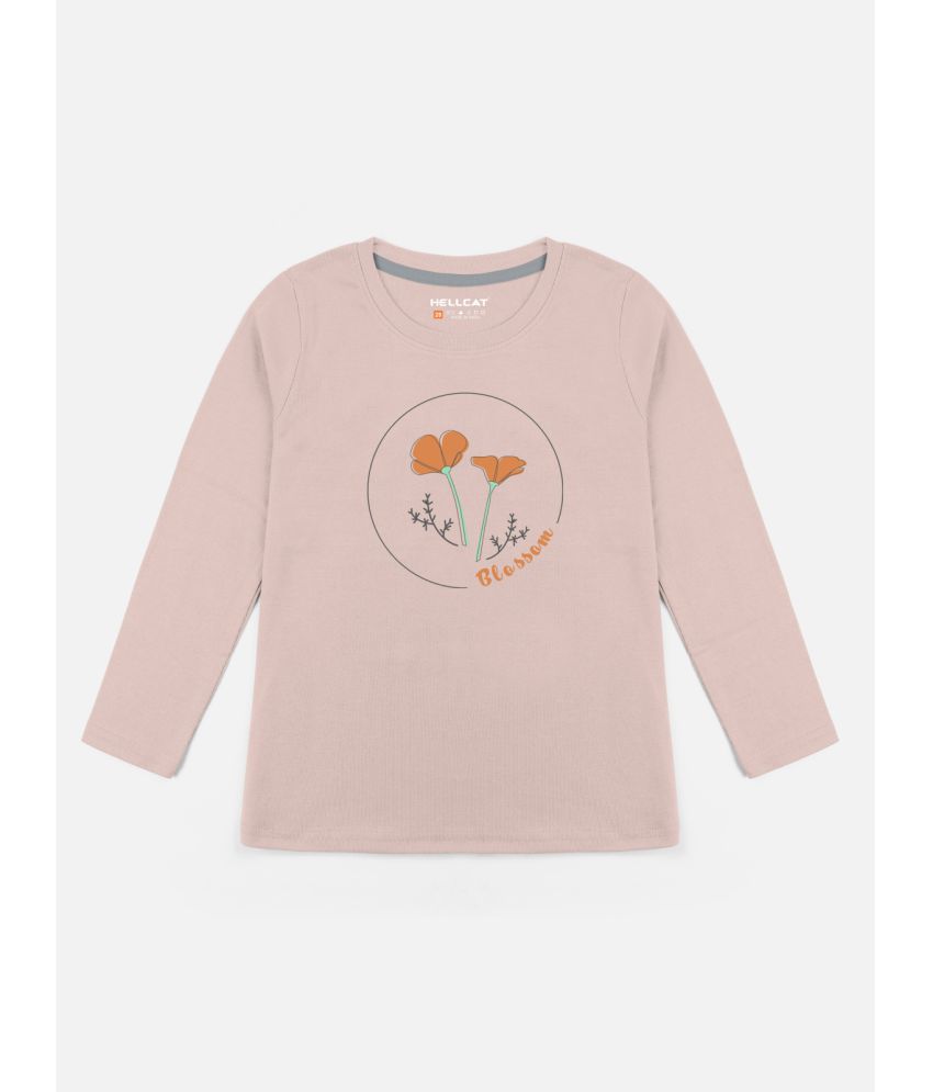    			HELLCAT - PeachPuff Cotton Blend Girls T-Shirt ( Pack of 1 )