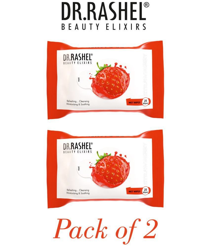     			DR.RASHEL STRAWBERRY Pack of 2 Face Wipes, Boosts Skin Oxygen, Clear Dirt, Remove Makeup, Gives Fresh and Glowing Skin