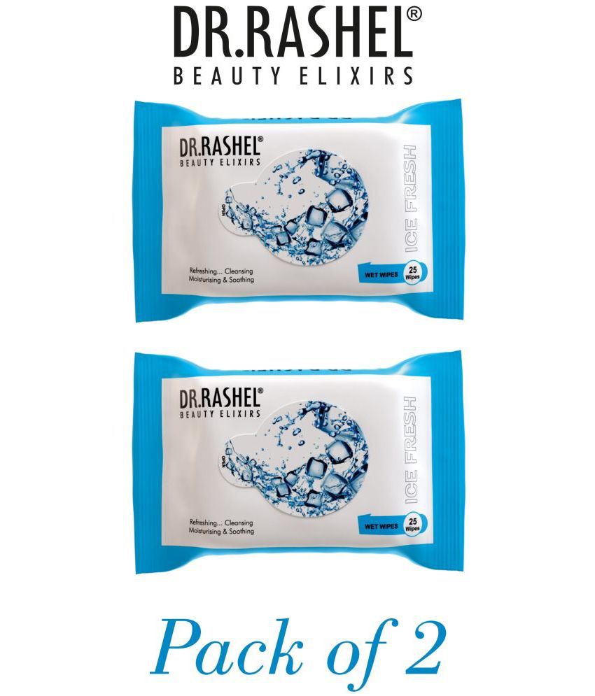     			DR.RASHEL ICE Pack of 2 Face Wipes, Boosts Skin Oxygen, Clear Dirt, Remove Makeup, Gives Fresh and Glowing Skin