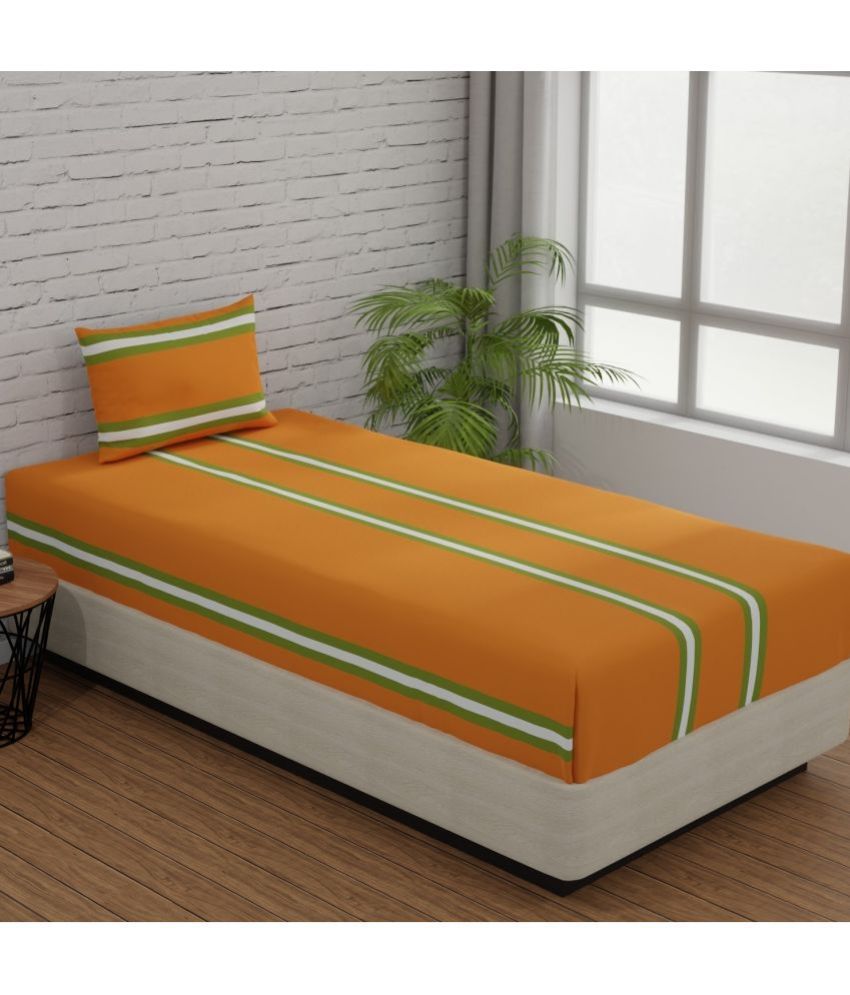     			Huesland - Orange Cotton Single Bedsheet with 1 Pillow Cover