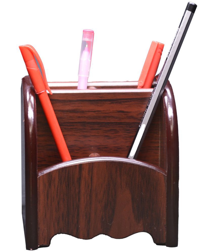     			Wooden Pen Holder Stand Office Home Dryer Table Desk