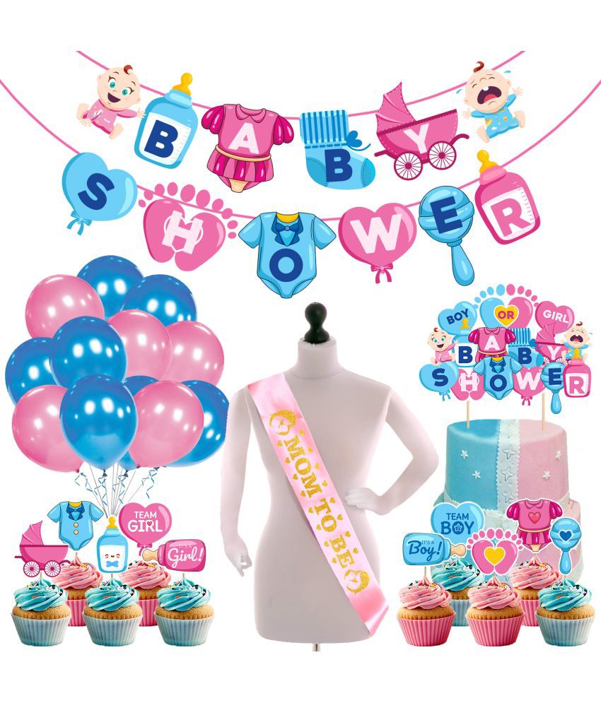     			Zyozi Baby Shower Decorations,Baby Shower Party Supplies Included Baby Shower Letter Banner,Cake Topper, Sash ,Cup Cake Topper And Balloons For Baby Shower Theme Party Favors (Pack of 38)