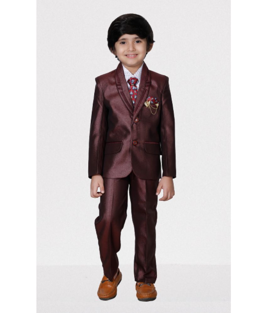     			DKGF Fashion - Maroon Polyester Boys Suit ( Pack of 1 )