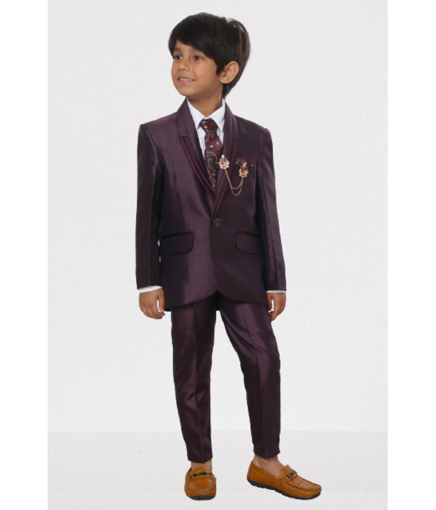     			DKGF Fashion - Purple Polyester Boys Suit ( Pack of 1 )