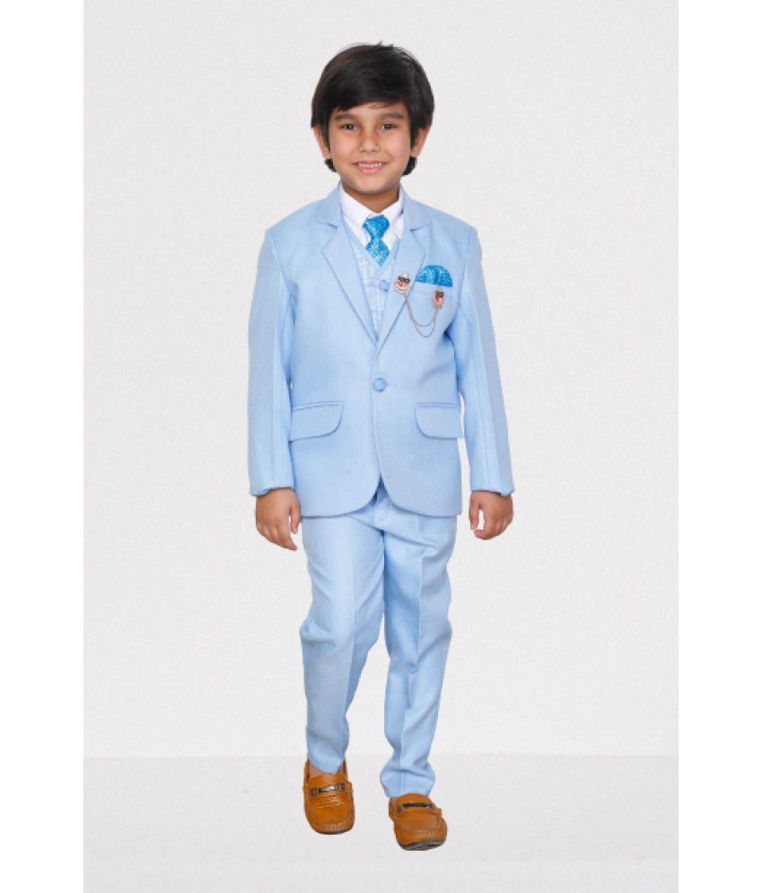     			DKGF Fashion Boys Polyester Suit ( Pack of 1 , Sky Blue )