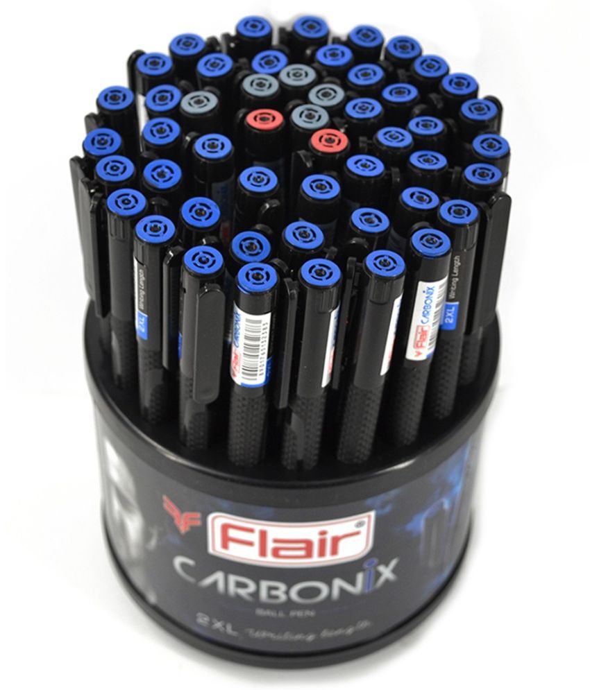     			Flair Carbonix Blue Ball Pen | Medium Nib with Liquid Ink | Comfortable Grip | Extra Smooth Writing Experience | Ideal for School, Collage, Office | Blue, Pack of 50 Pcs Tumbler Set