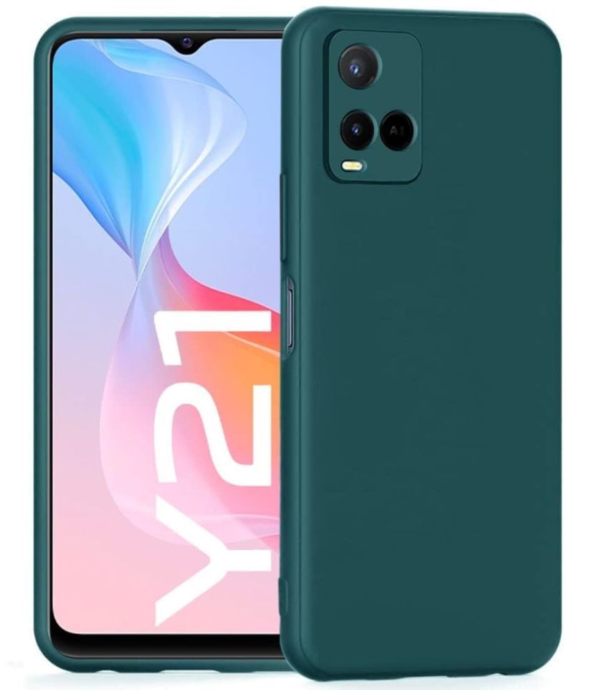     			ZAMN - Green Silicon Plain Cases Compatible For Vivo Y21 ( Pack of 1 )