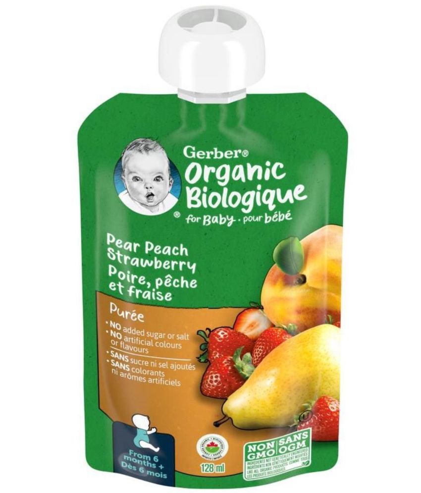     			Gerber Organic Pear Peach Strawberry Snack Foods for 6 Months + ( 128 ml )