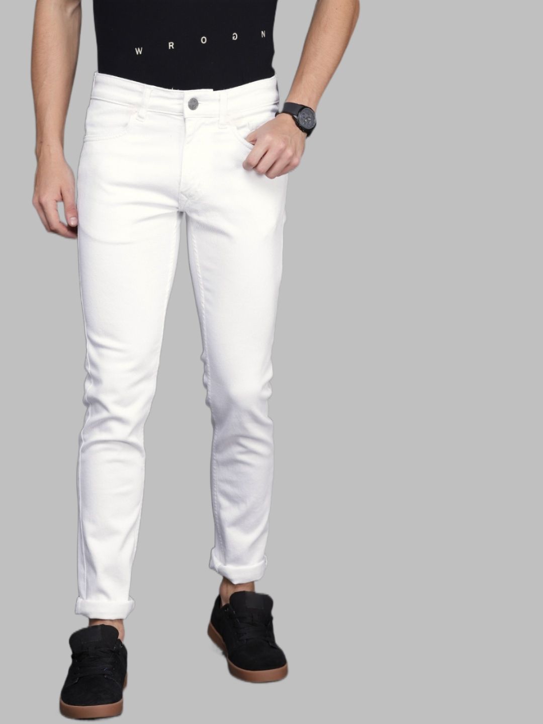     			HALOGEN - White Denim Skinny Fit Men's Jeans ( Pack of 1 )