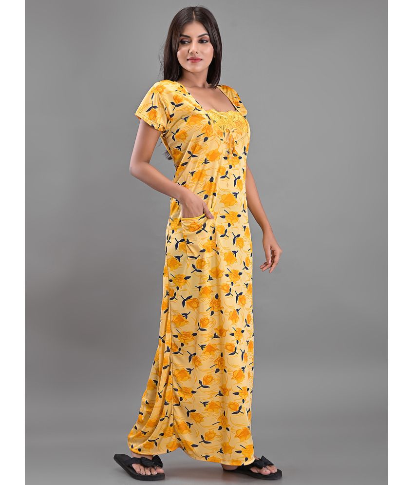     			Apratim - Yellow Satin Women's Nightwear Nighty & Night Gowns ( Pack of 1 )