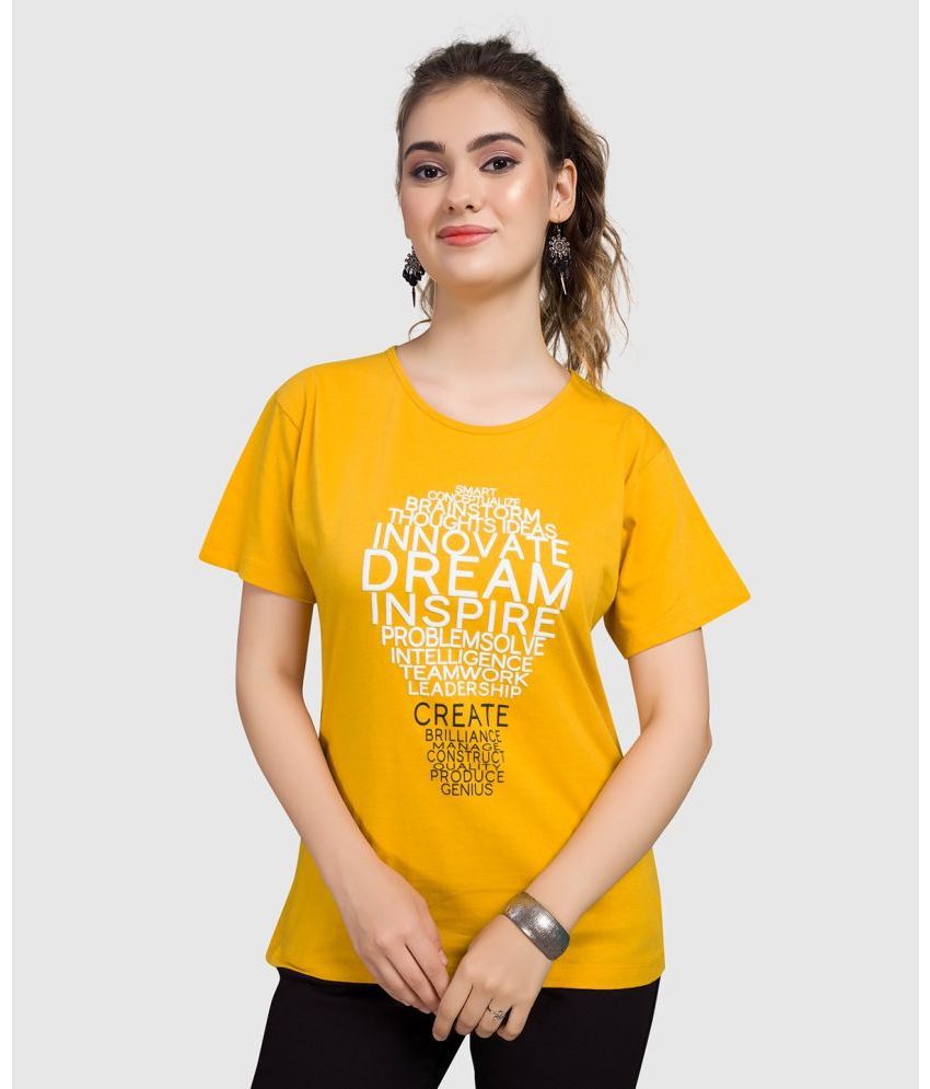     			Monisha Plus - Mustard Cotton Regular Fit Women's T-Shirt ( Pack of 1 )