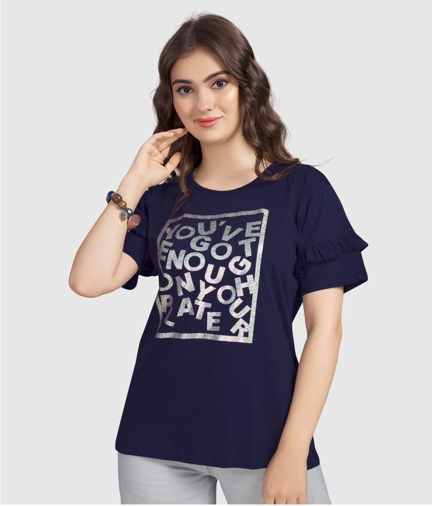     			Monisha Plus - Navy Cotton Regular Fit Women's T-Shirt ( Pack of 1 )