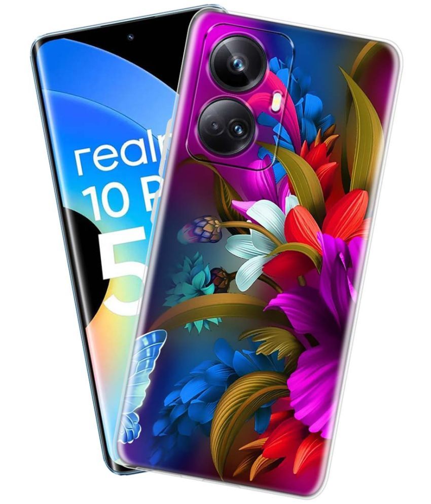     			NBOX - Multicolor Silicon Printed Back Cover Compatible For Realme 10 Pro Plus 5G ( Pack of 1 )