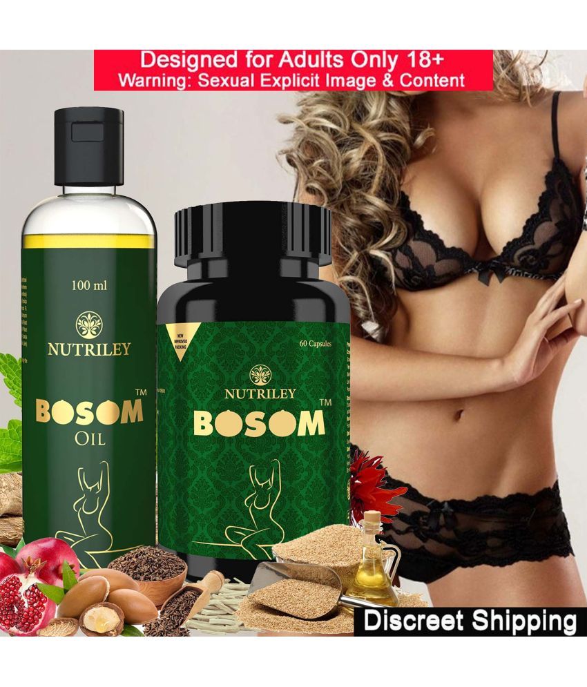     			Nutriley Bosom Breast Enlargement Capsules + Oil for big breast, firm and tight breast for breast growth, breast tightening, breast increase and used as Breast Growth Cream, breast badhane cream (60 Capsules + 100 Ml Oil).