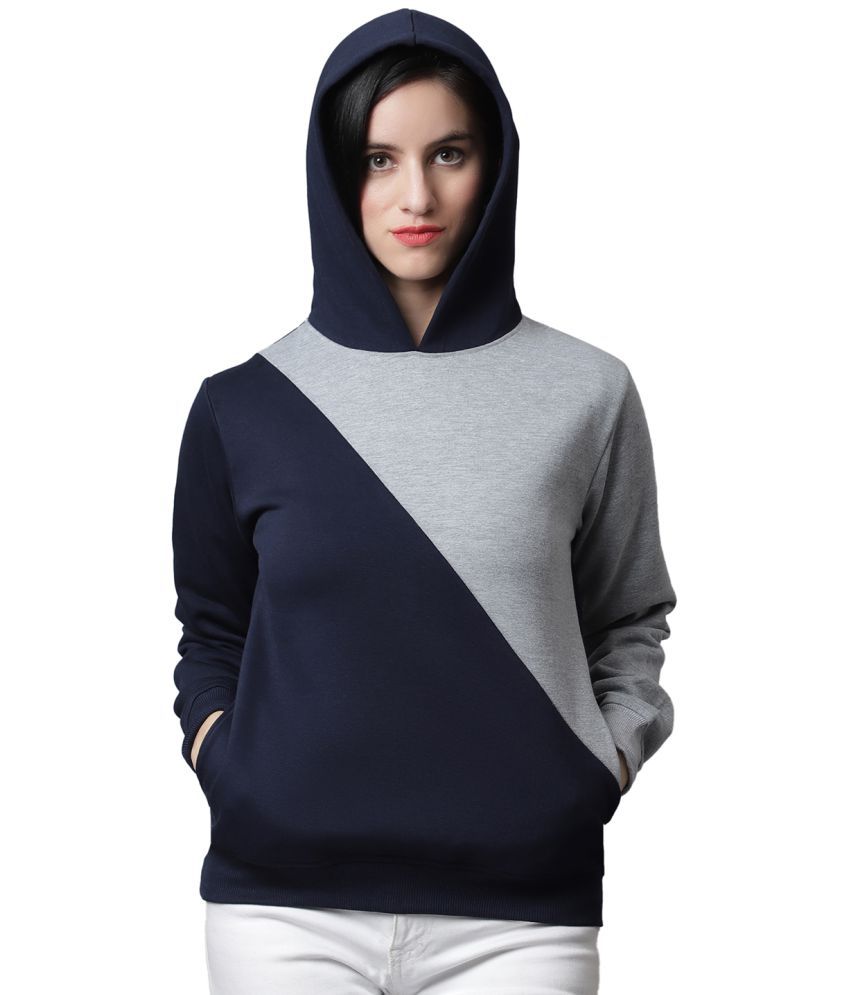     			Rute Cotton - Fleece Grey Hooded Sweatshirt