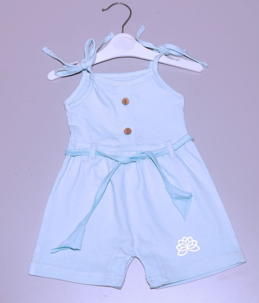     			THE MAPLES FASHION - Light Blue Cotton Blend Baby Girl Jumpsuit ( Pack of 1 )