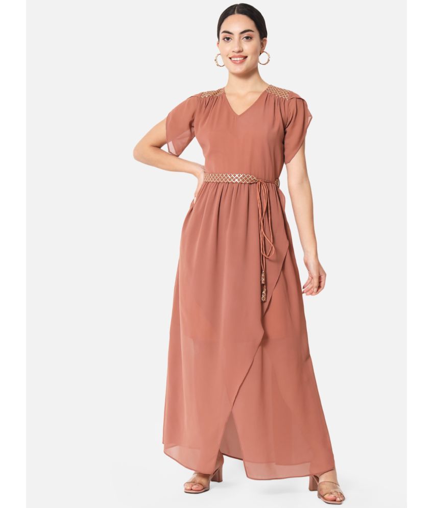     			ALL WAYS YOU - Brown Georgette Women's Empire Dress ( Pack of 1 )