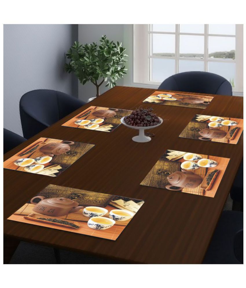     			HOMETALES - Multi Printed PVC 6 Seater Table Mats ( Pack of 6 )