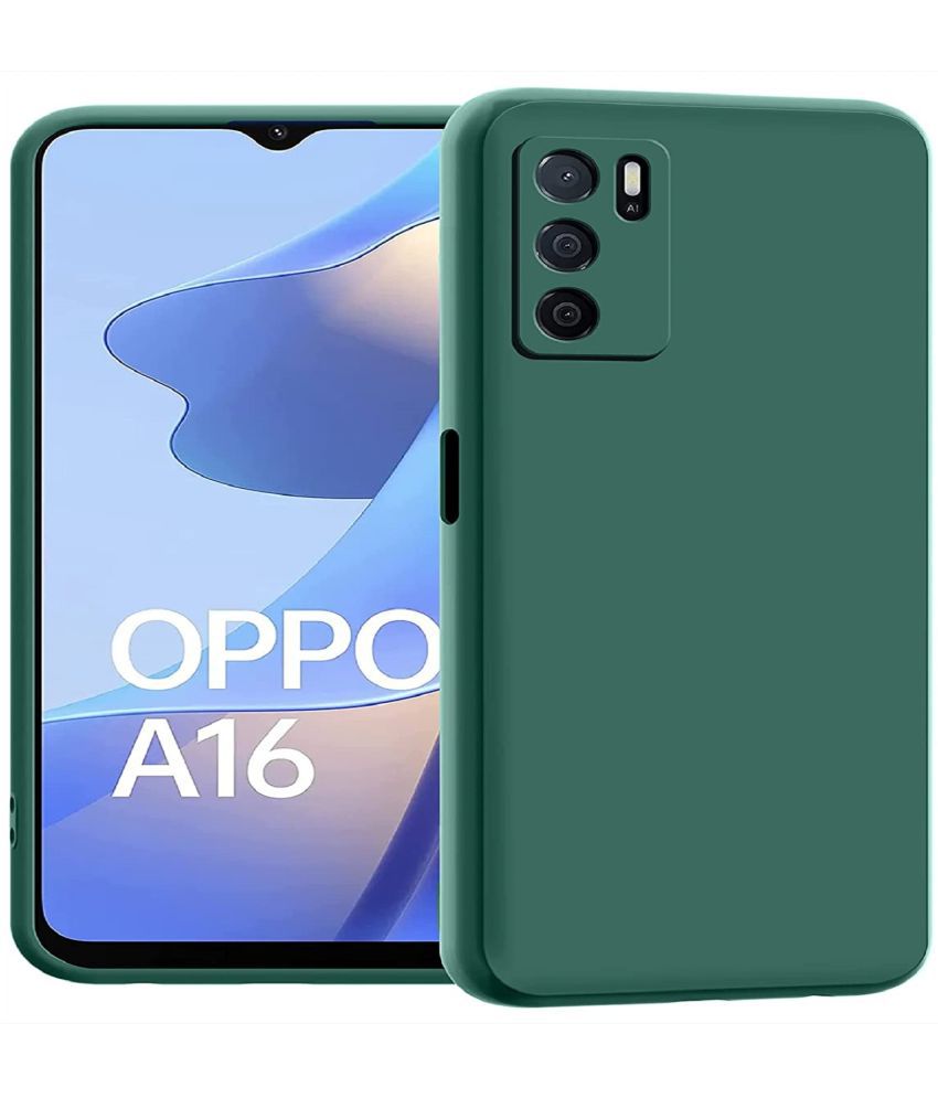     			Oppo - Green Silicon Plain Cases Compatible For Oppo A16 ( Pack of 1 )