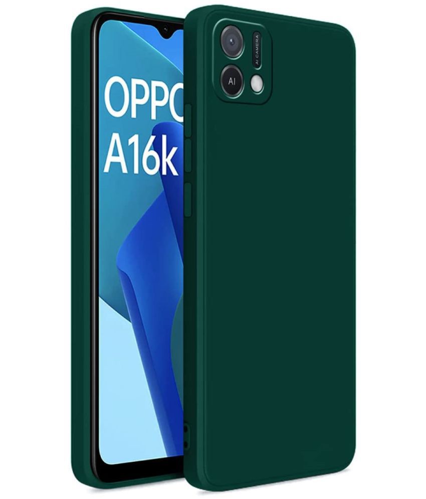     			Oppo - Green Silicon Plain Cases Compatible For OPPO A16K ( Pack of 1 )