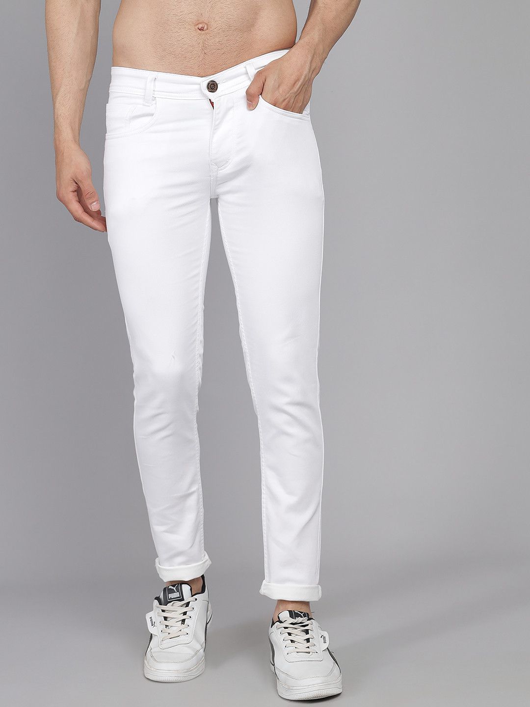 PODGE - White Denim Slim Fit Men's Jeans ( Pack of 1 )