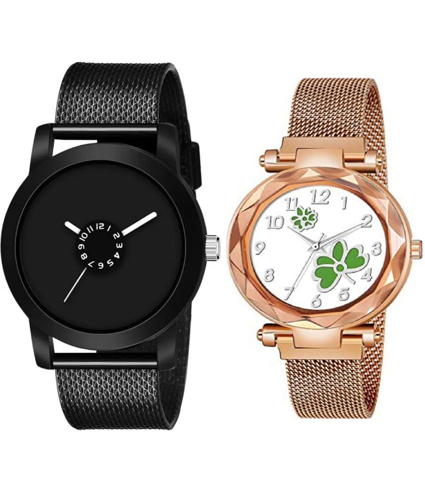     			newmen - Black PU Analog Couple's Watch