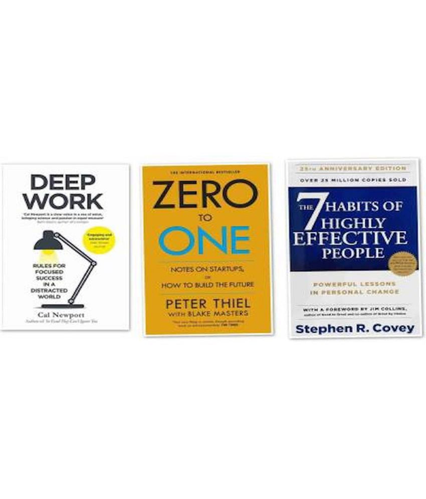     			3 Books Combo, Deep Work+zero To One+7 Habits Of Highly Effective People (Paperback, Cal Newport, Peter, Stephen)