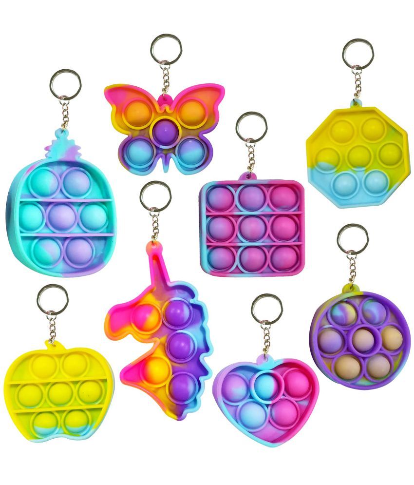     			6 Pack Pop It Keychain Pop Its Rainbow Pop Fidget Toys Poppet Push Pop Bubble Fidget Popping Sensory Toy for Kids and Adults, Best Birthday Return Gifts for Kids Birthday Party- Girls Poppit Gifts