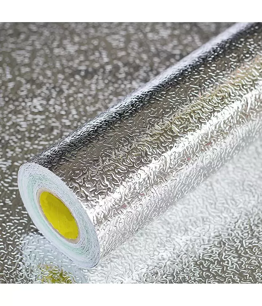 Kitchen Silver Wallpaper Aluminium Foil Waterproof