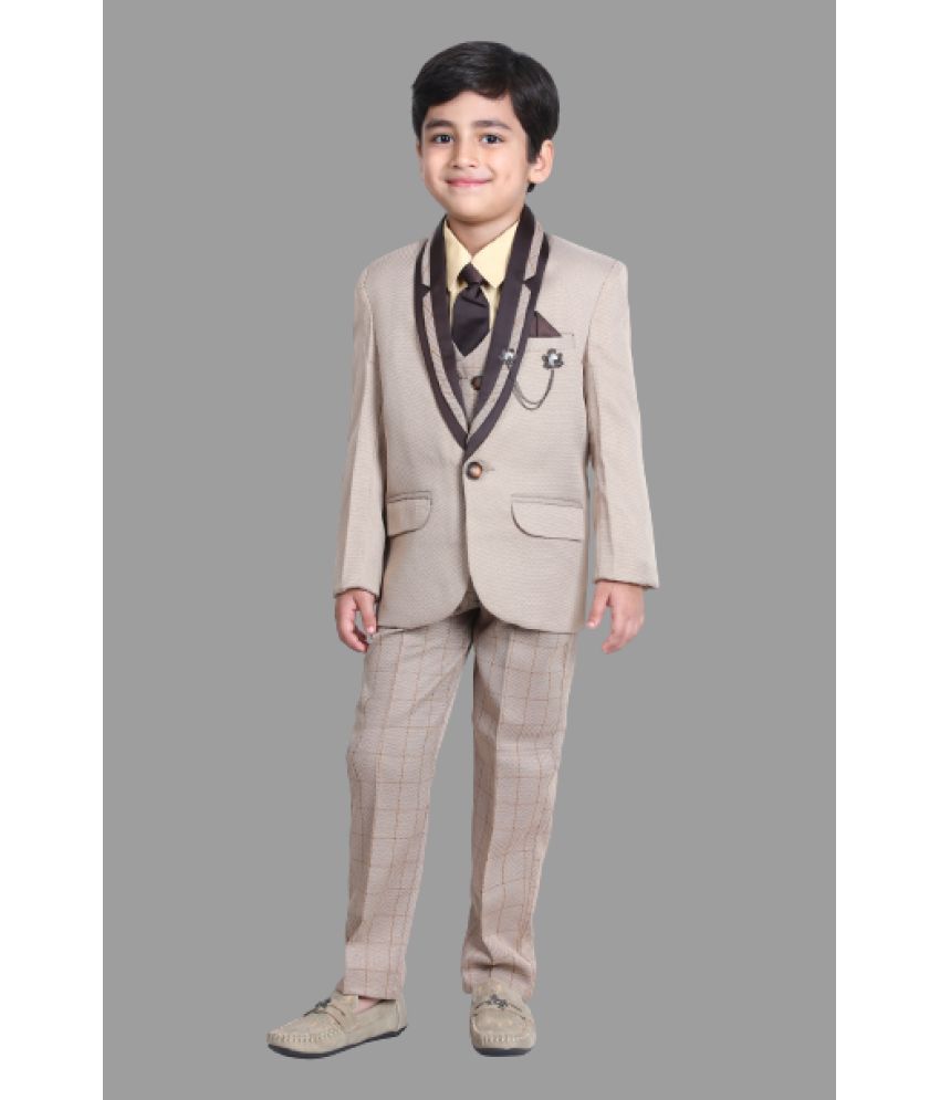 DKGF Fashion - Gray Polyester Boys 3 Piece Suit ( Pack of 1 )