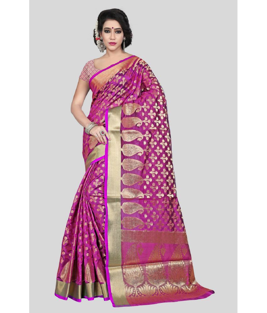     			Gazal Fashions - Pink Banarasi Silk Saree With Blouse Piece ( Pack of 1 )