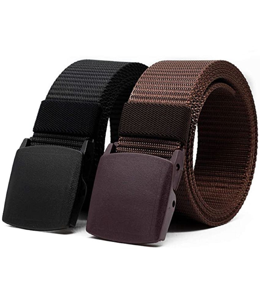     			Kingluster - Black Canvas Men's Casual Belt ( Pack of 2 )