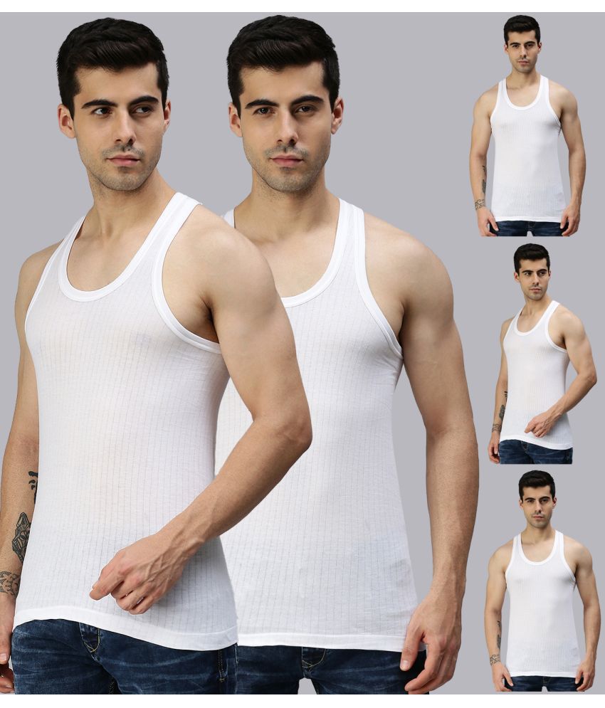     			Lux Cozi - White Cotton Men's Vest ( Pack of 5 )