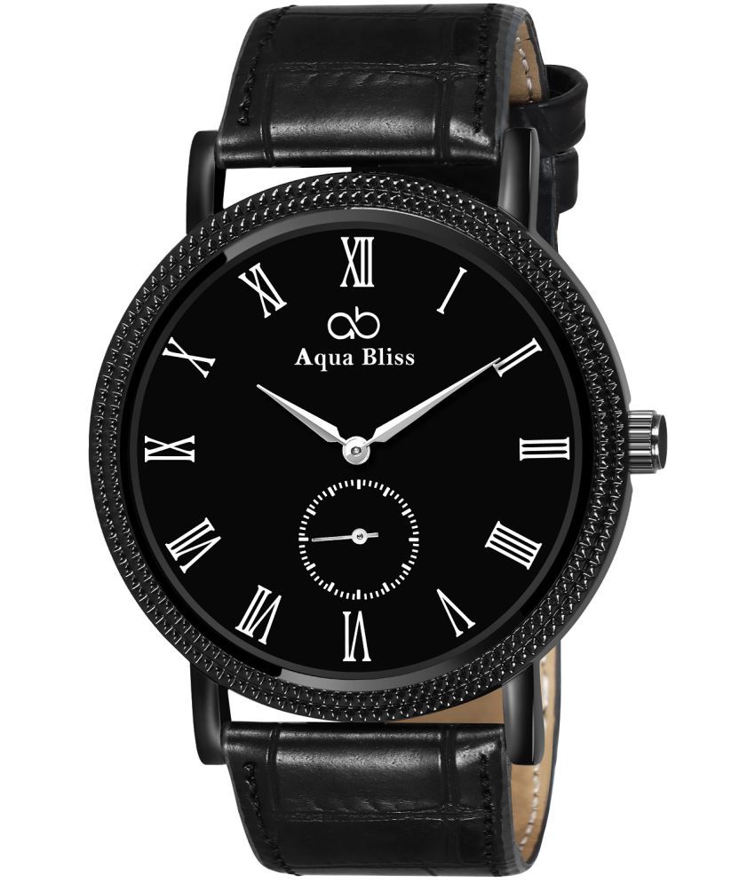     			AQUA BLISS - Black Leather Chronograph Men's Watch