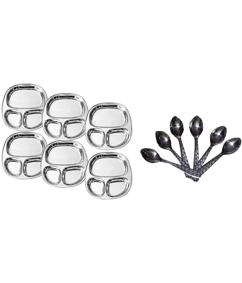     			Dynore 12 Pcs Stainless Steel Silver Partition Plate