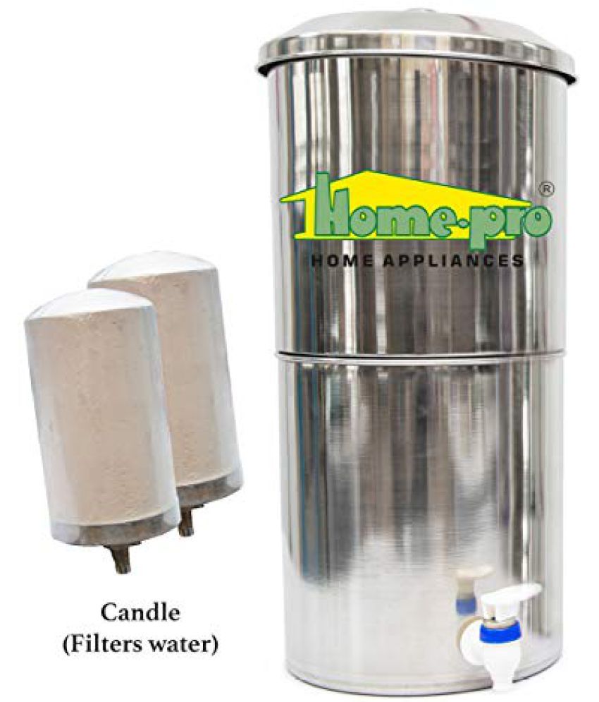     			HomePro - Stainless Steel None Electric Water Filter | Gravity Water Purifier with 2 Candle - 18 liters