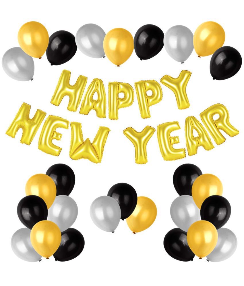    			Kiran Enterprises Happy New Year Foil Letter Balloon  + 30 Metallic Balloon
