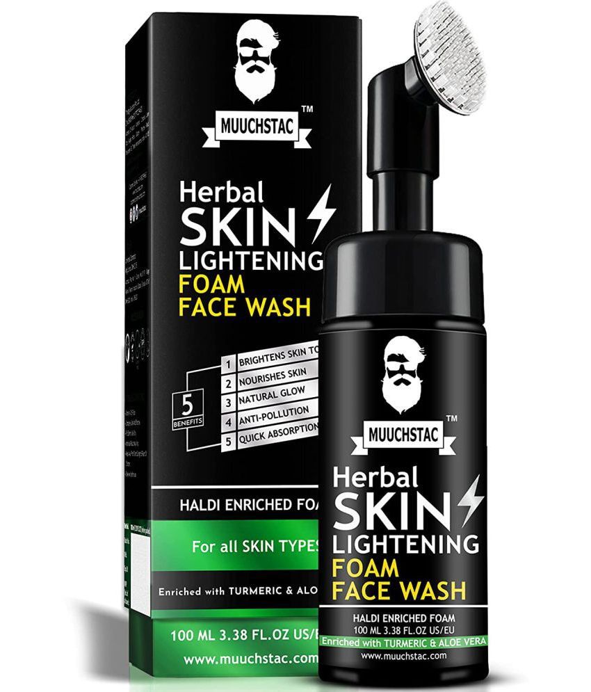     			Muuchstac Herbal Skin Lightening Haldi Enriched Foam Face Wash for Men inbuilty brush (100ml)